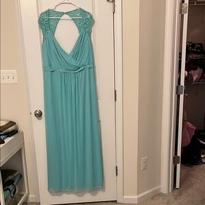 David's Bridal Turquoise Backless Dress